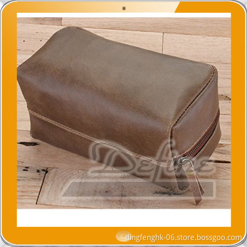 Burnt Umber Luxury Leather Dopp Kit Shaving Toiletry Travel Bag